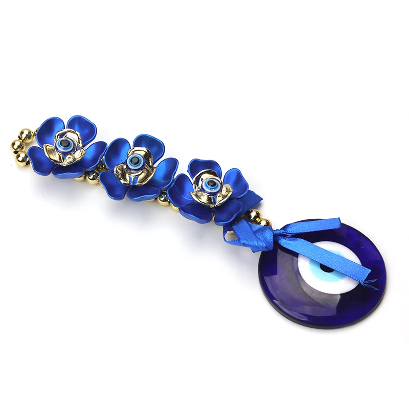 1 шт. 19 см длина золотистого цвета акриловый бисер цепочка синий цветок кулон