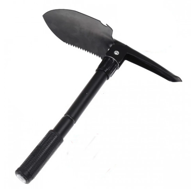 Hot sale Multi-function Portable Folding Camping Shovel Survival Spade Trowel Dibble Pick Emergency Garden Outdoor Tool(black