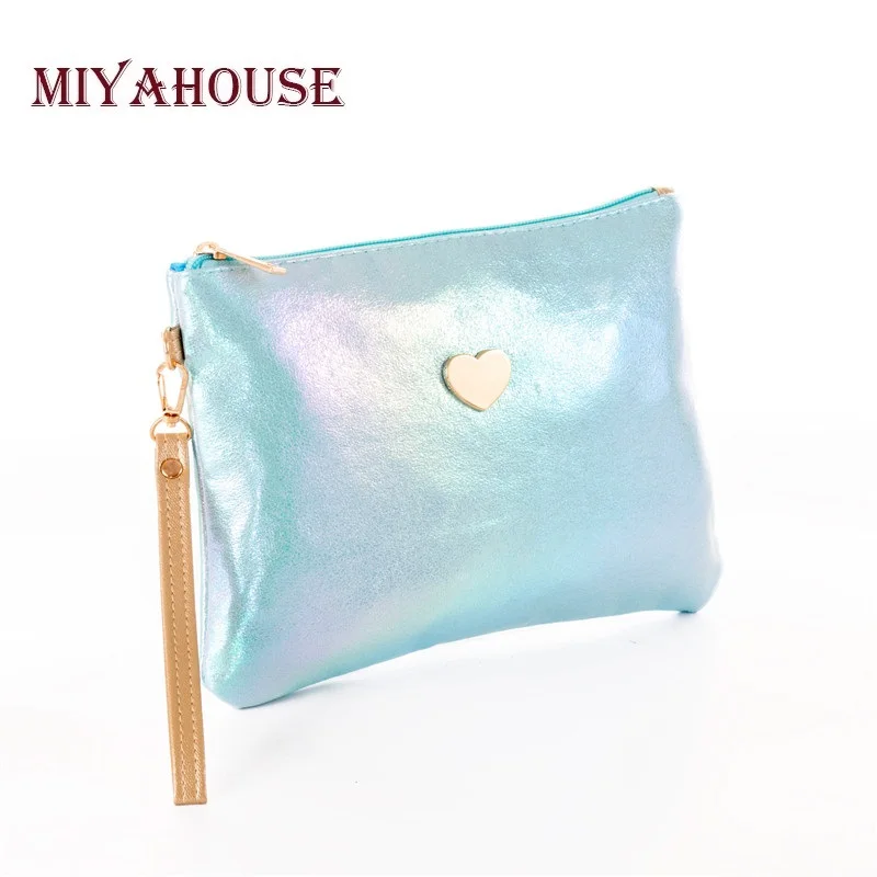 4390-2 Miyahouse мини одноцветная женская косметичка Лазерная из искусственной кожи женская маленькая дорожная сумка, косметичка для путешествий для девушек с любовью - Цвет: 4390-2
