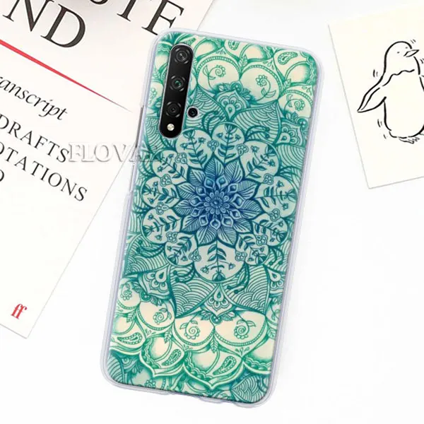 010 Футляр для телефона для Honor 20 Pro 9 10 Lite 8X 8A 8C 8 S 7A фотоаппаратов моментальной печати 7 S Y7 Y9 V20 Мандала Цветок дурмана с цветочным принтом Твердые чехлы из PC - Цвет: 010