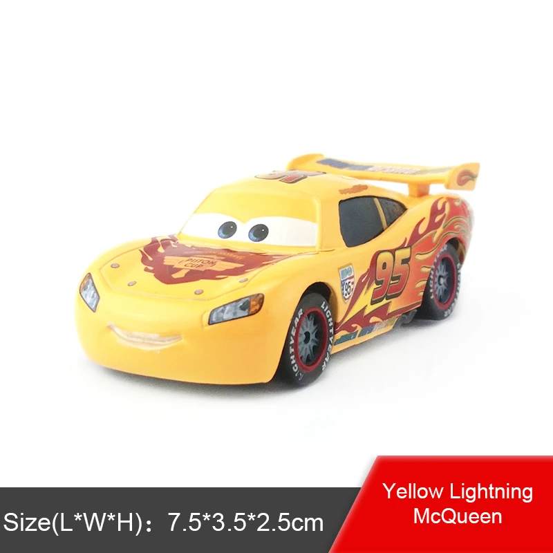 Disney Pixar Cars Gold Dinoco синий черный полицейский Молния Маккуин 1:55 металлические литые игрушки модель автомобиля для мальчиков Детский подарок - Цвет: Yellow McQueen