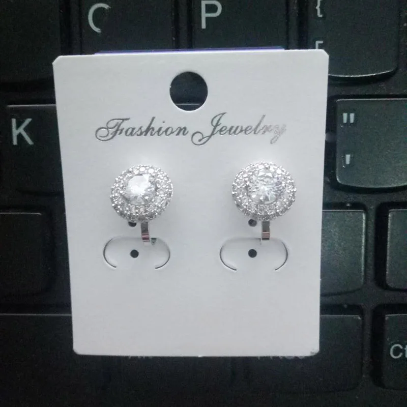 2018 New AAA Cubic Zircon Double Layer Round Shape Clip on Earrings Non Piercing for Girls Cute Small Luxury No Hole | Украшения и