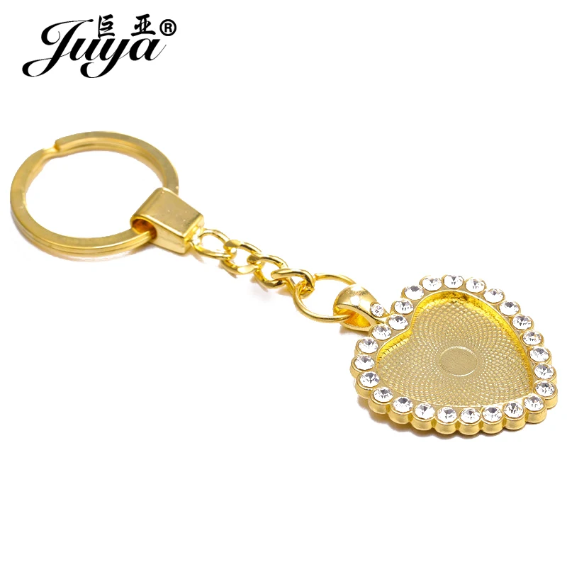 2pcs/lot 25mm Heart Shape Ancient Gold Cabochon Base Setting For Metal Key Keychain Pendant Jewelry Making Findings Handmade | Украшения и