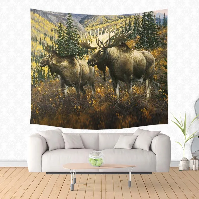 Североамериканский Moose полиэстеровый прямоугольный гобелен DIY настенный ковер