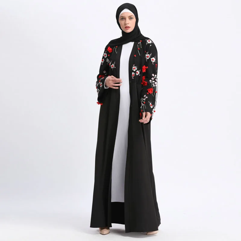 Абая для мусульман Дубай турецкий Катар Длинный Цветочный кардиган кимоно