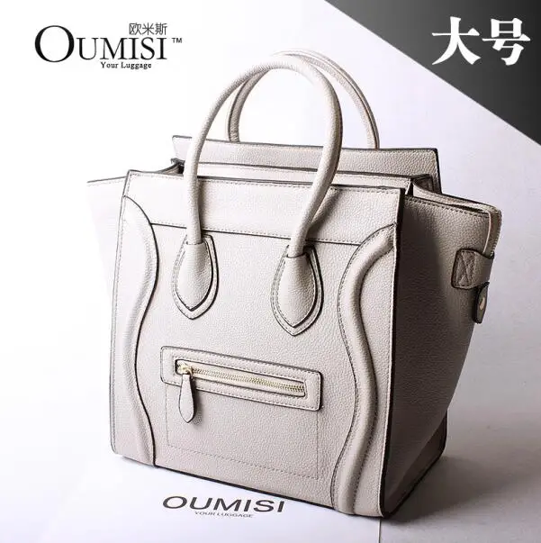 OUMISI, женские кожаные сумки, винтажные женские сумки, сумка, сумки, модные сумки, женские сумки на плечо, кожзам, сумка-тоут BK - Цвет: grey large