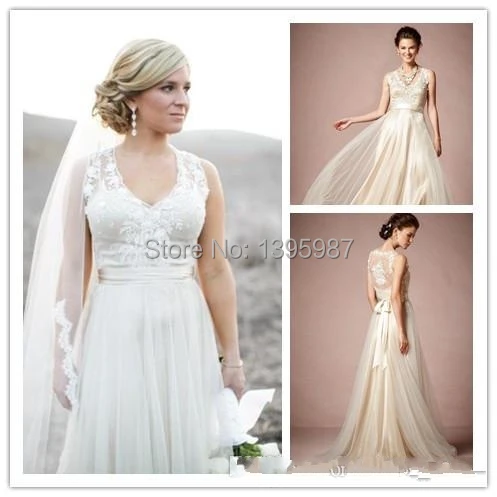 

Шифоновые кружевные свадебные платья с V-образным вырезом, 2015, свадебные платья, платья в пол, без рукавов, сексуальная прозрачная спина, ска...