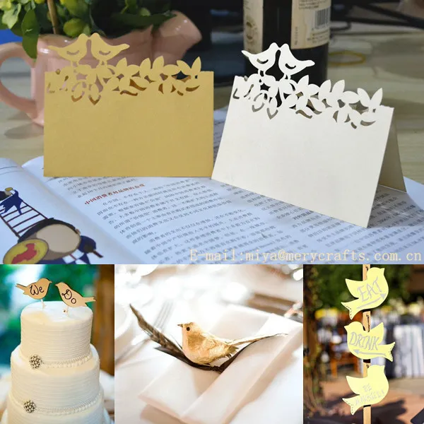 

love birds name cards,wedding place cards,laser cut wedding cards table