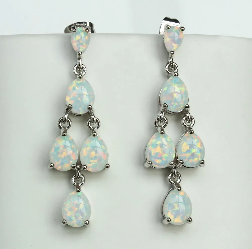 Изящные серьги капельки с синим и белым огненным опалом для женщин|opal ring white