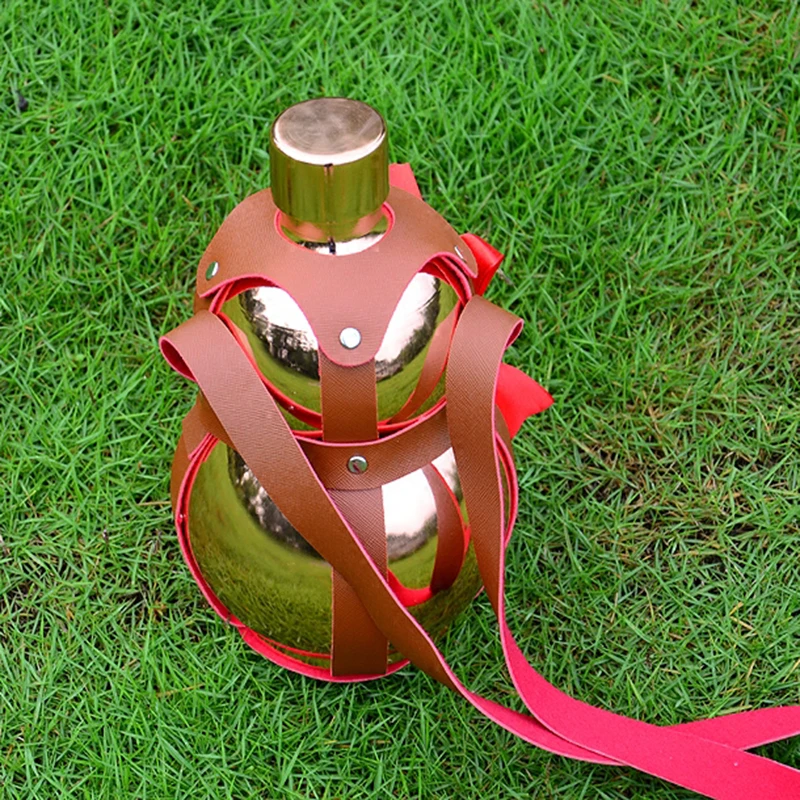 Фляжка из нержавеющей стали фляжка для спирта Большая тыква красная кожаная