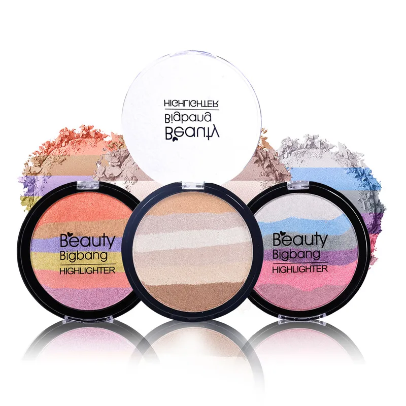 BeautyBigBang, Радужный хайлайтер, косметическая пудра, палитра бронзант, контур, мягкая минеральная палитра для макияжа лица, хайлайтер Maquiagem