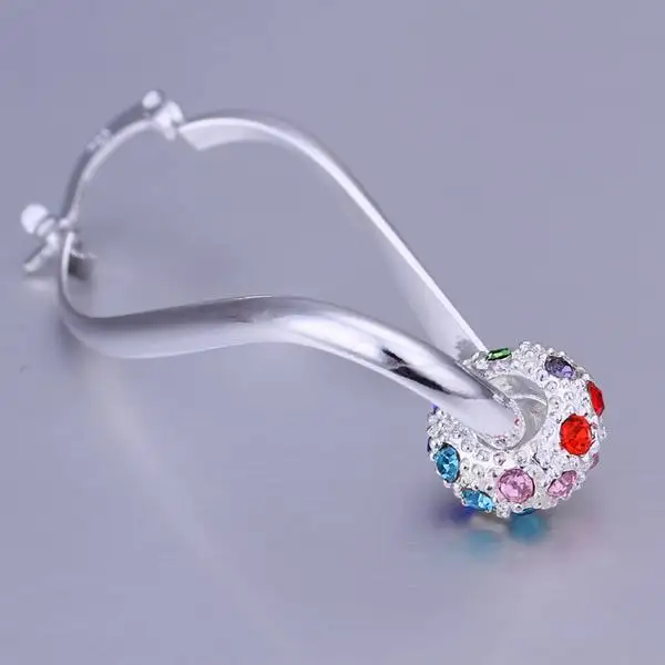 Серебряный цвет модные очаровательные креативные женские модели цветные Кристальные серьги свадебные серьги ювелирные изделия E245