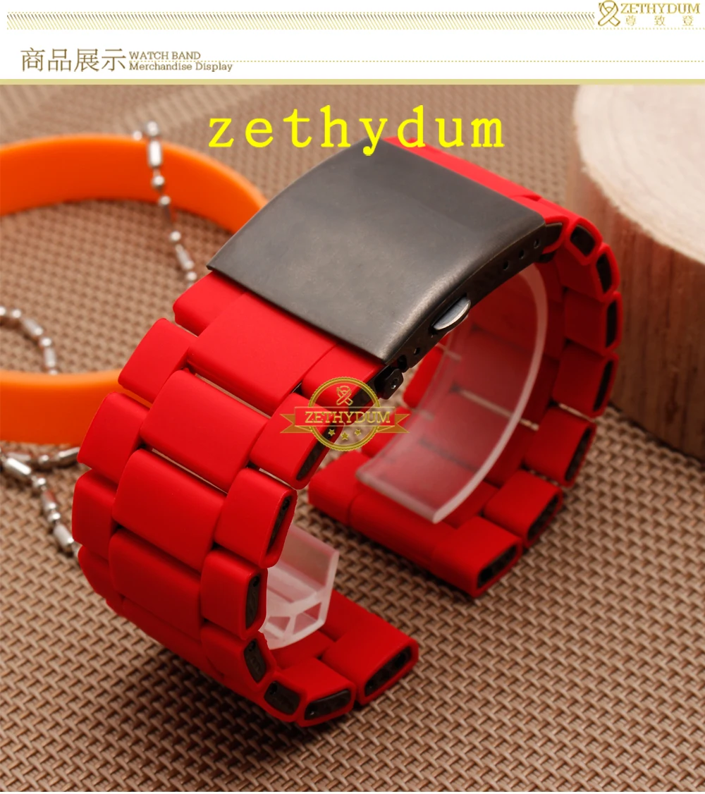 Waterproof silicone bracelet for diesel watch band 28mm DZ7396 DZ7370 DZ428 rubber and stainless steel watchband mens strap