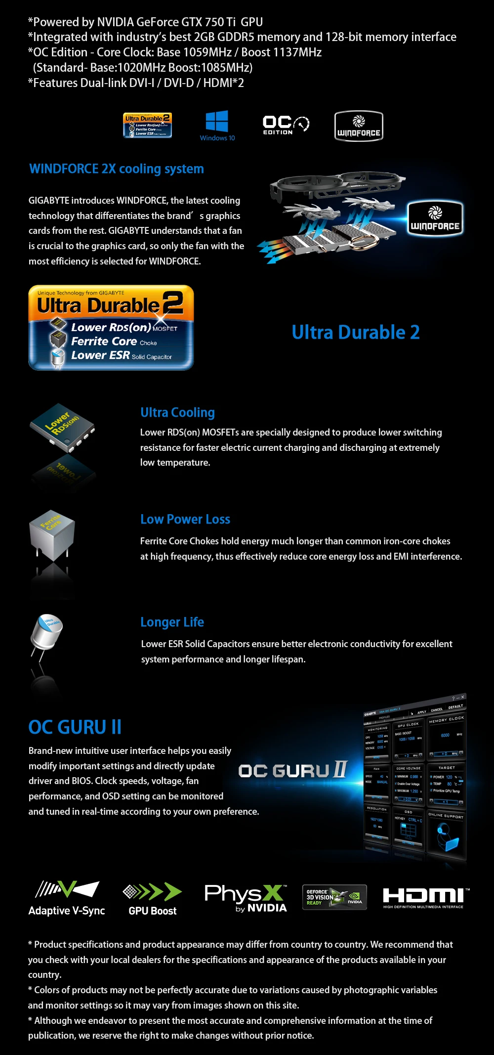 GIGABYTE Видеокарта GTX 750 Ti Оригинальная карта с видеокартой NVIDIA GeForce GTX 750Ti GPU 2GB GDDR5 128 бит для ПК б/у карт