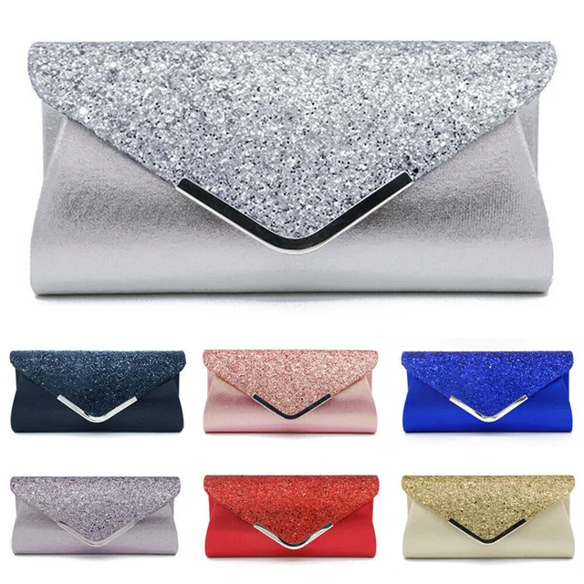 NoEnName 2019 Women's Glitter Shimmer Envelope Ladies Sequins Evening Party Prom Smart Jane Clutch Bag  Handbag 1