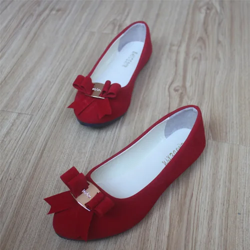 Весенняя женская обувь на плоской подошве размера плюс без шнуровки с бантиком