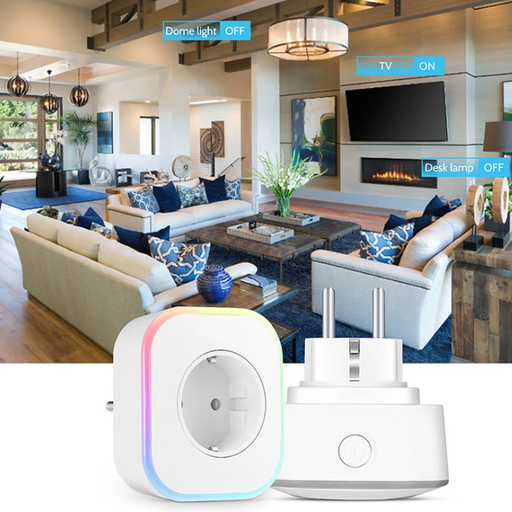 Alexa Smart EU UK розетка Wi-Fi розетка с RGB ночной лампой монитор питания USB интерфейс Синхронизации стандартный разъем Google Home IFTTT