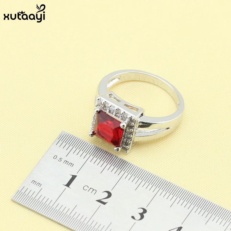 XUTAAYI серебряные Ювелирные наборы Красный синтетический гранат превосходное