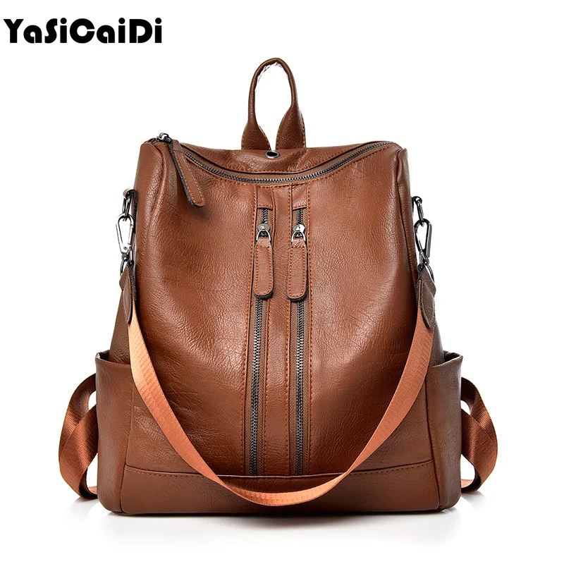 YASICAIDI женский рюкзак из искусственной кожи с двойной молнией школьный для