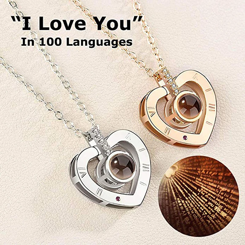 Heart Necklace Jewelry 100 Languages Lover Light Projection Pendant I Love You | Украшения и аксессуары