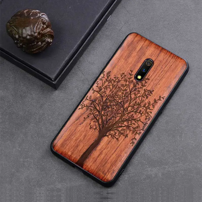 color 2 Новинка, чехол OPPO Realme X, тонкая деревянная задняя крышка, TPU, чехол-бампер для OPPO Realme X, чехол для телефона s - Цвет: color 2