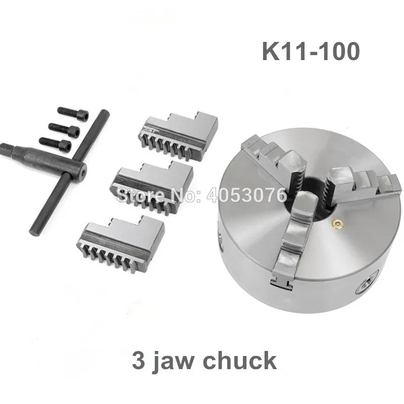 

New 3 Jaw Manual Lathe Chuck 100mm 4" Self-Centering Chuck Three Jaws SANOU K11-100 Hardened Steel for Drilling Milling Machine