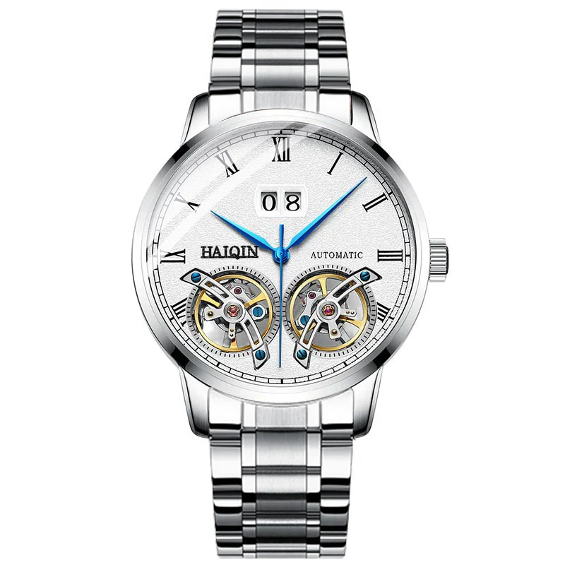 G-Silver White Мужские часы Мужские Роскошные водонепроницаемые модные спортивные/Автоматические/Военные/Роскошные/механические/мужские часы HAIQIN - Цвет: G-Silver White