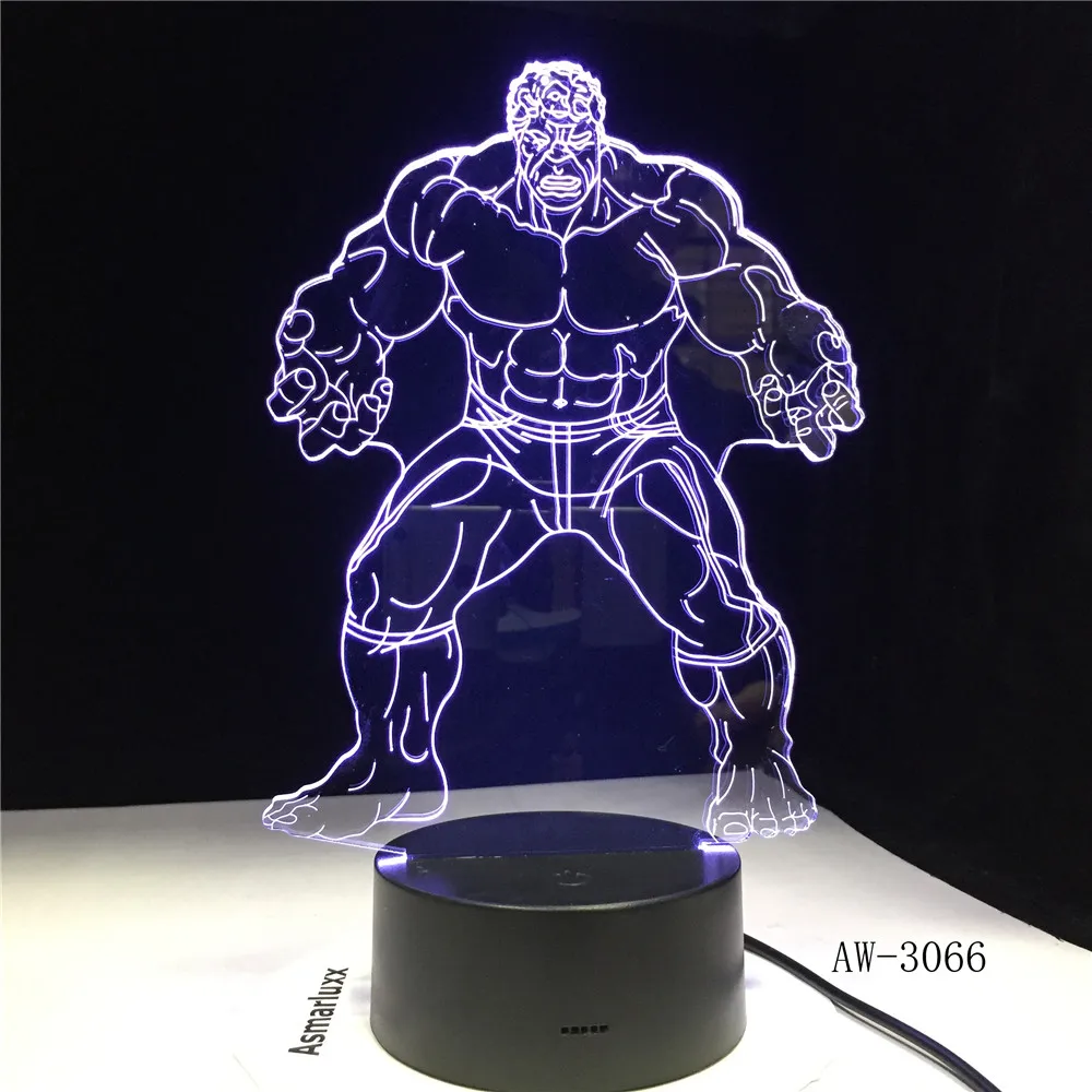 Фигурки Халка 3D иллюзия Светодиодная лампа Изменение цвета сенсорный ночник