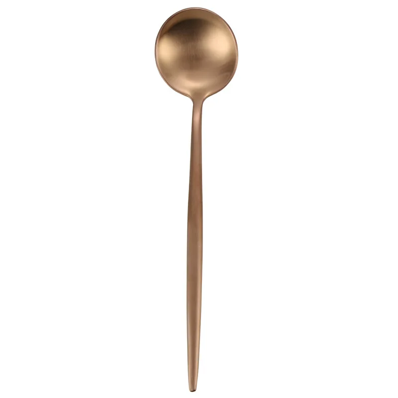 Rose Gold Spoon Столовые приборы набор ножей вилки ложки Западная кухонная посуда из нержавеющей стали домашний праздничный набор столовой посуды - Цвет: Rose Gold Spoon