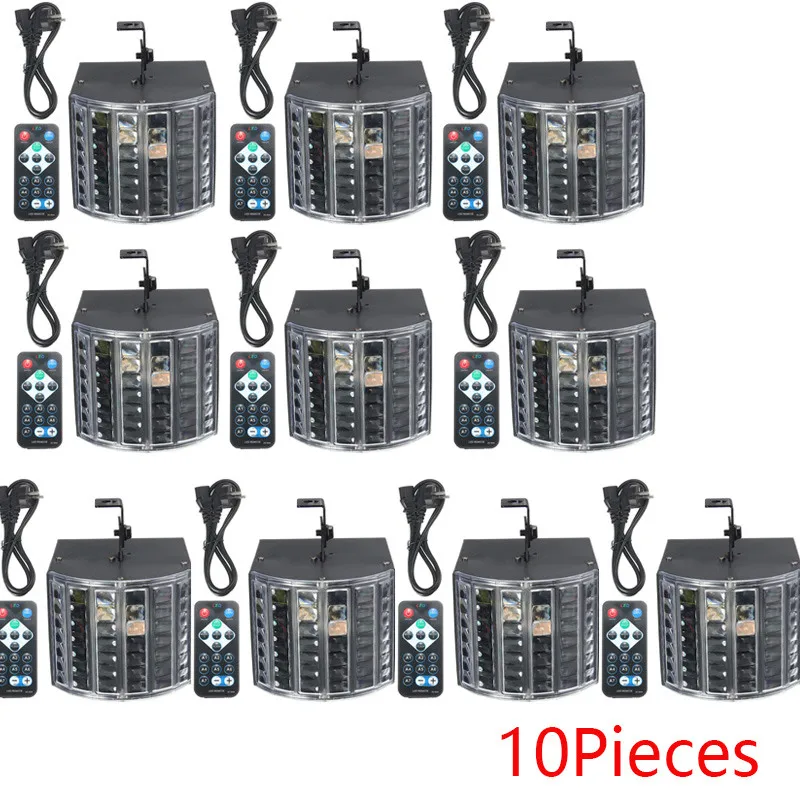 10Pcs With Remote Светодиодный лазерный флеш-дискотека двойная лампа-бабочка мини derby Club Вечерние светодиодный эффект DMX512 для сценического освещения DJ оборудование КТВ огни дискотеки - Цвет: 10Pcs With Remote