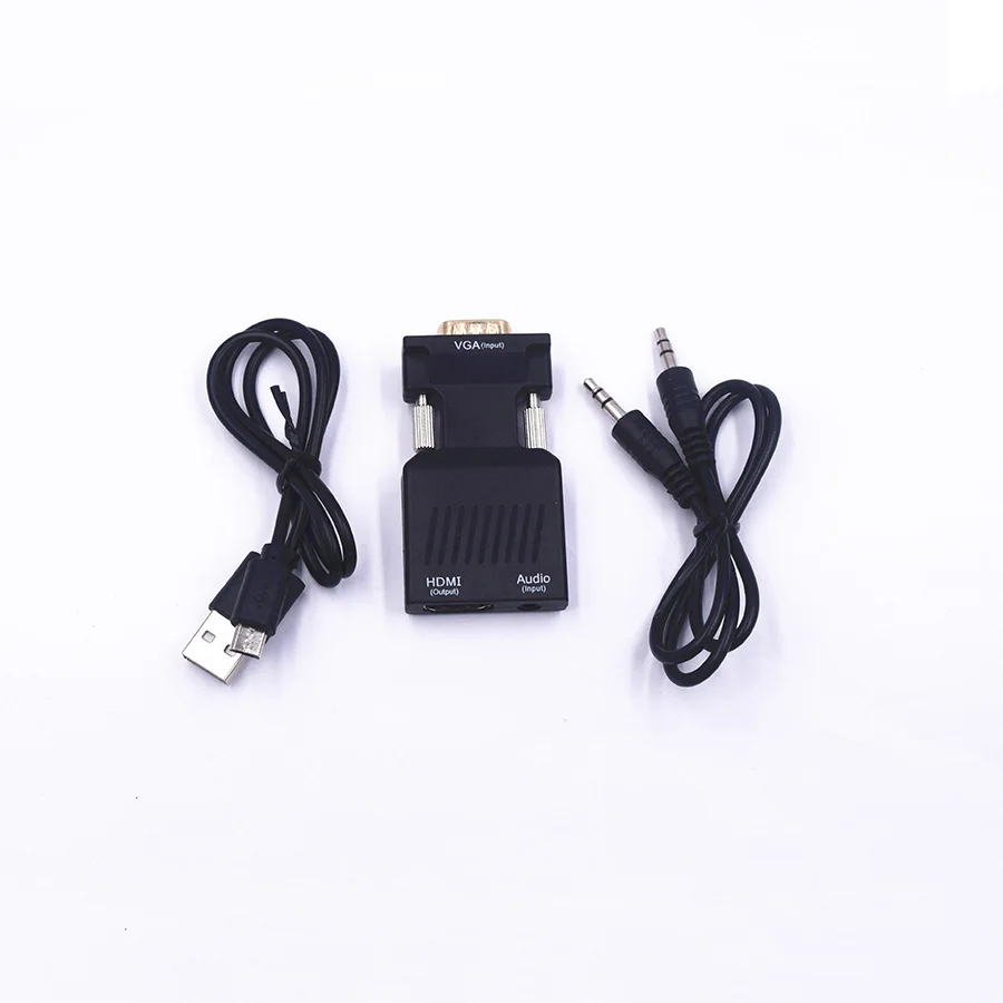 Мини-адаптер VGA-HDMI 1080P конвертер VGA 2 HDMI коннектор с аудио для ПК ноутбука проектора