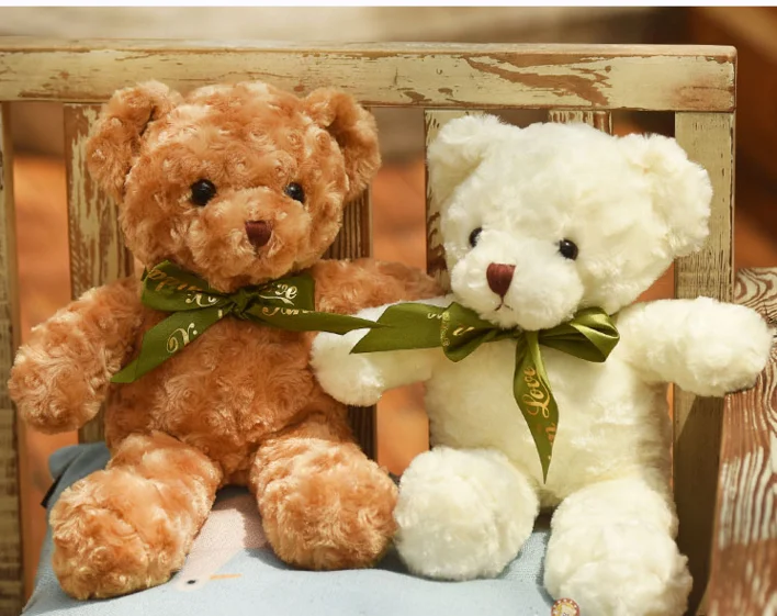 Пара маленькой милой плюшевой мишки игрушка белый и коричневый медведь кукла