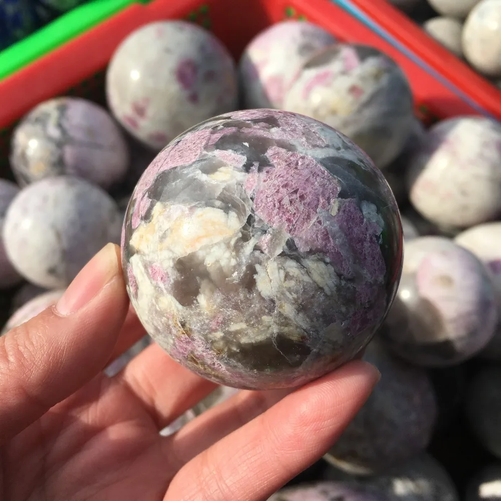 

55mm Natural polished plum blossom tourmaline stone sphere crystal Ball