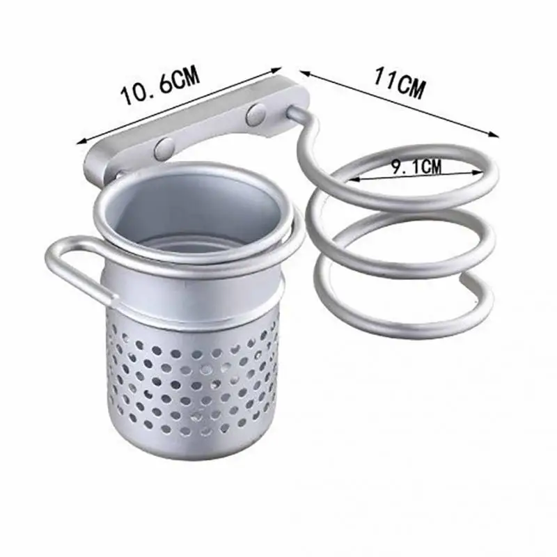 

Wall Mounted Hair Dryer Rack Durable Hair Dryer Comb Holder Spiral Stand Holder Rack Aluminum Punch-free Bathroom Storage Hanger
