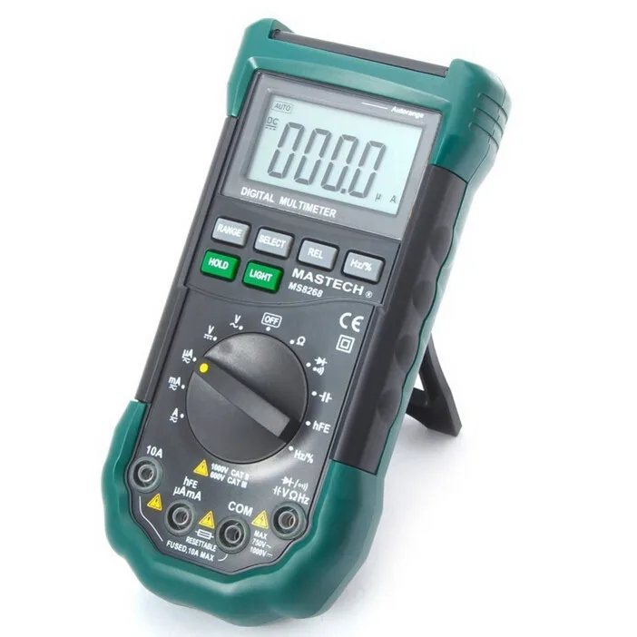 MASTECH MS8268 цифровой мультиметр Ручной и автоматическая защита ac/dc Амперметр Вольтметр Ом частота Электрический тестер диодный детектор