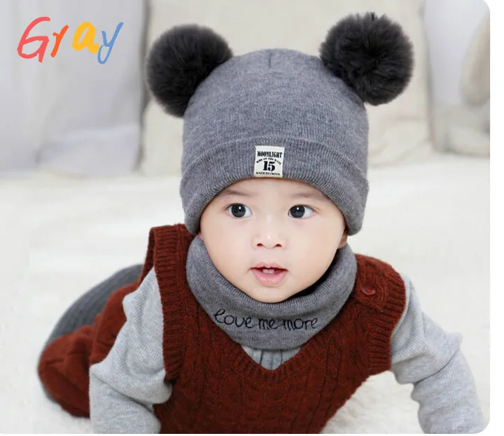 Emmababy 2018 Зимняя Теплая Шапка-бини для новорожденных мальчиков и девочек с двойным