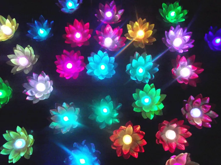 

LED Colorful Changed Artificial Lotus flower Lamp Floating Water flower swimming Pool Wishing Light Lamps Lanterns Party supply