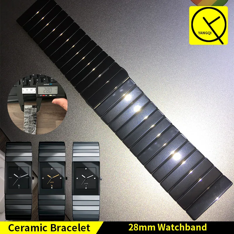 Ремешок YQ керамический для часов браслет с застежкой бабочкой мужских и женских