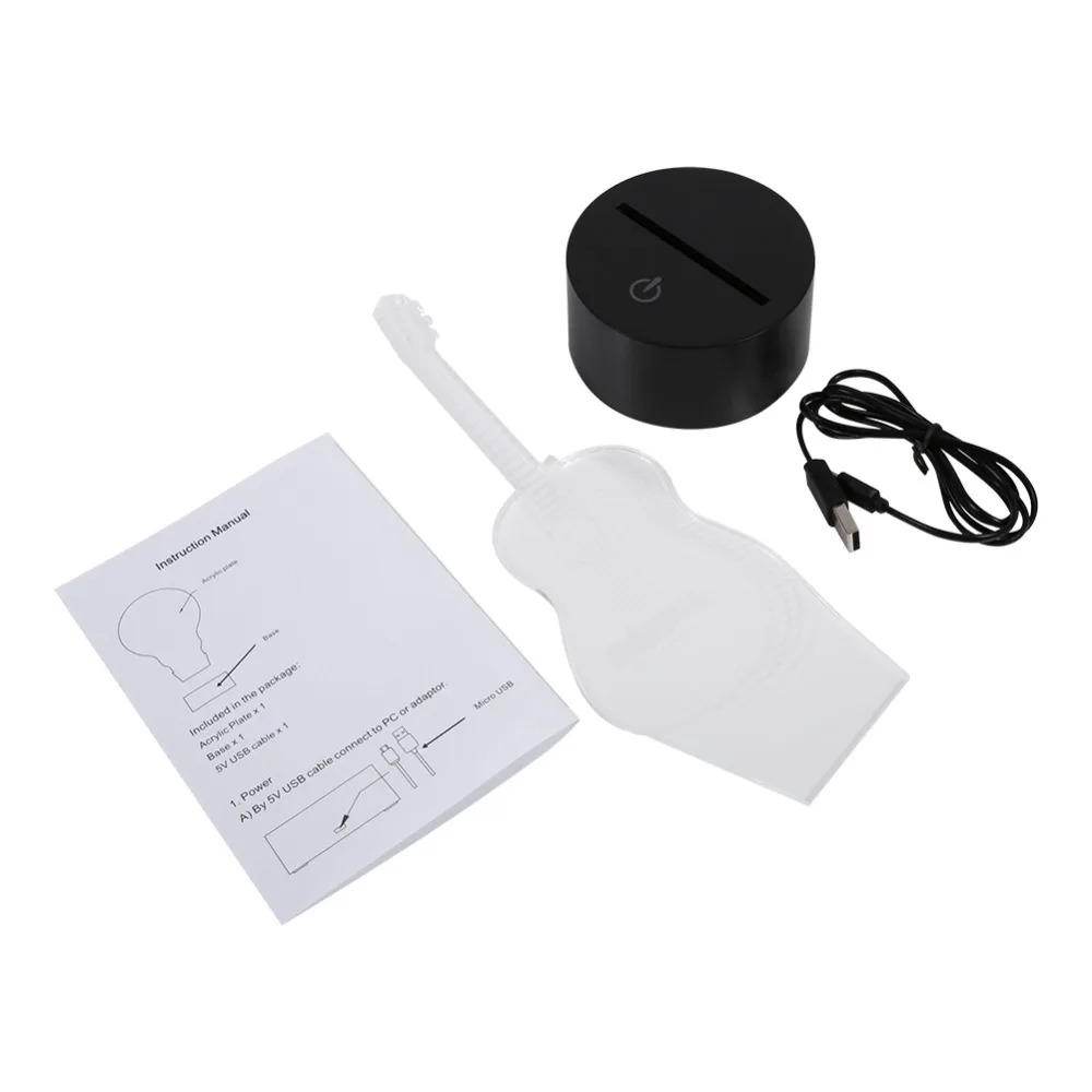 Гитарный светодиодный светильник 7 цветов Ночной USB сенсорный переключатель