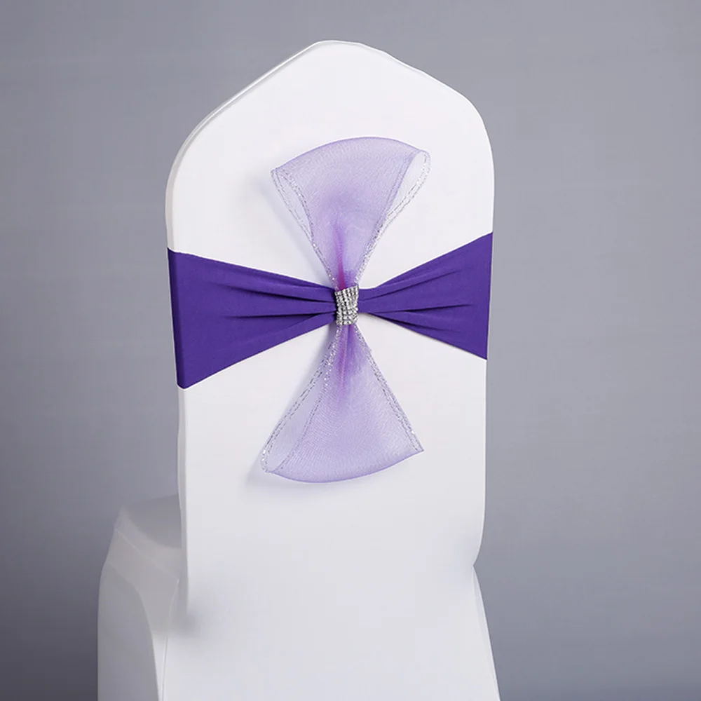 dark purple DIY 50 шт./лот Романтическая Свадебная вечеринка украшения красный стрейч с лайкрой банкетные повязка на стул церемония декор черный галстук-бабочка стул пояс - Цвет: dark purple