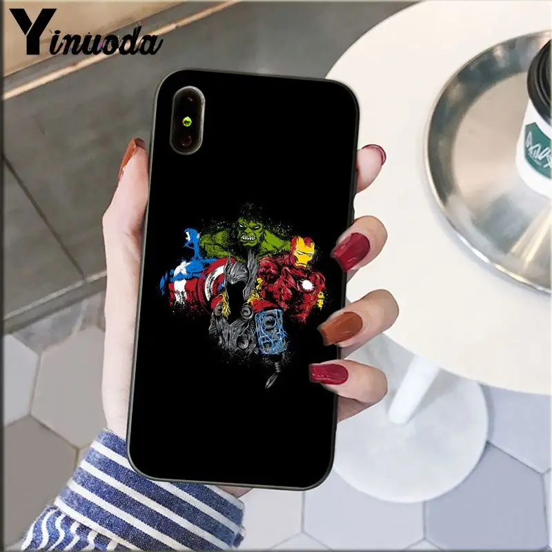Yinuoda Marvel Мстители Герои комиксы DIY Роскошный Высокий протектор на конце чехол для iPhone 6S 6plus 7plus 8 8Plus X Xs MAX 5 5S XR