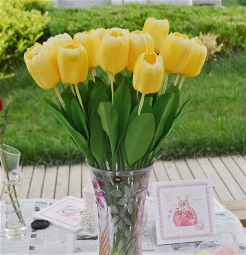 32p искусственный тюльпан одна голова за штуку цветок куст букет свадебные