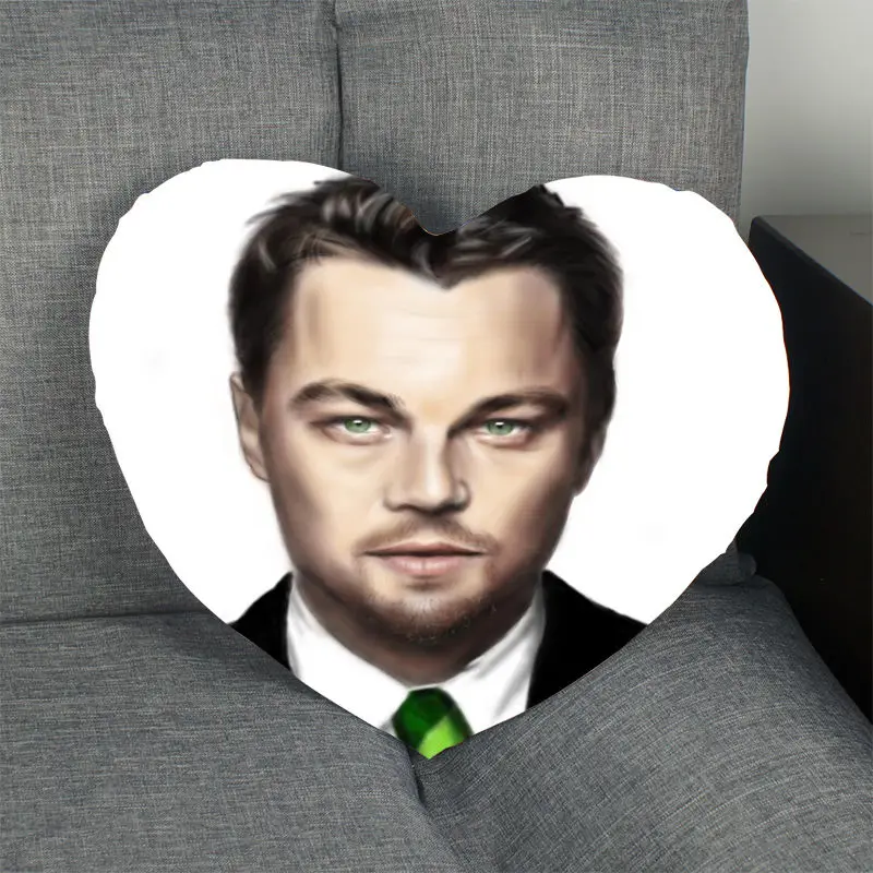 4 Наволочка Leonardo DiCaprio в форме сердца, атласная тканевая подушка, чехол для дома, спальни, свадебное украшение, наволочки - Color: 4