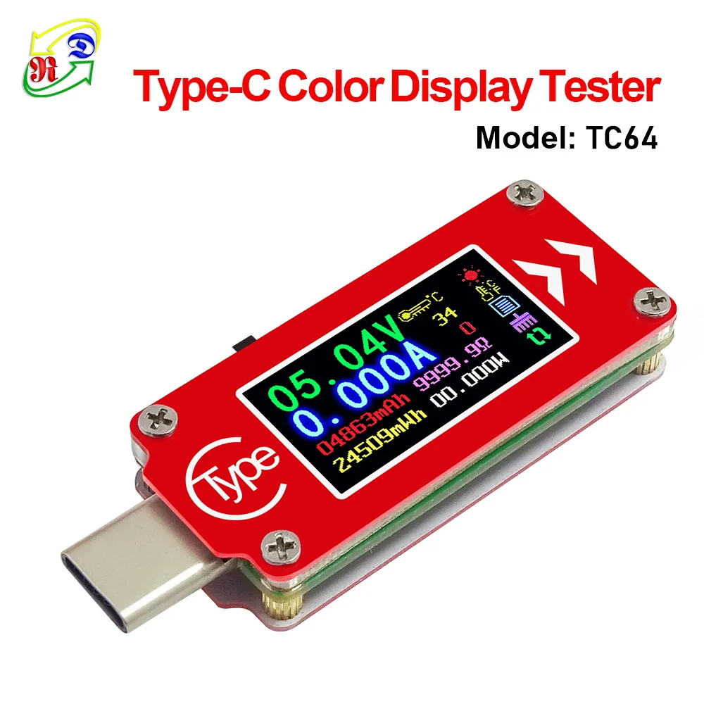 TC64 тип c цветной ЖК дисплей USB Вольтметр Амперметр Напряжение измеритель тока