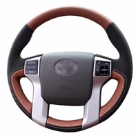 diy sewing on pu leather steering wheel cover exact fit for toyota prado 2010 2015