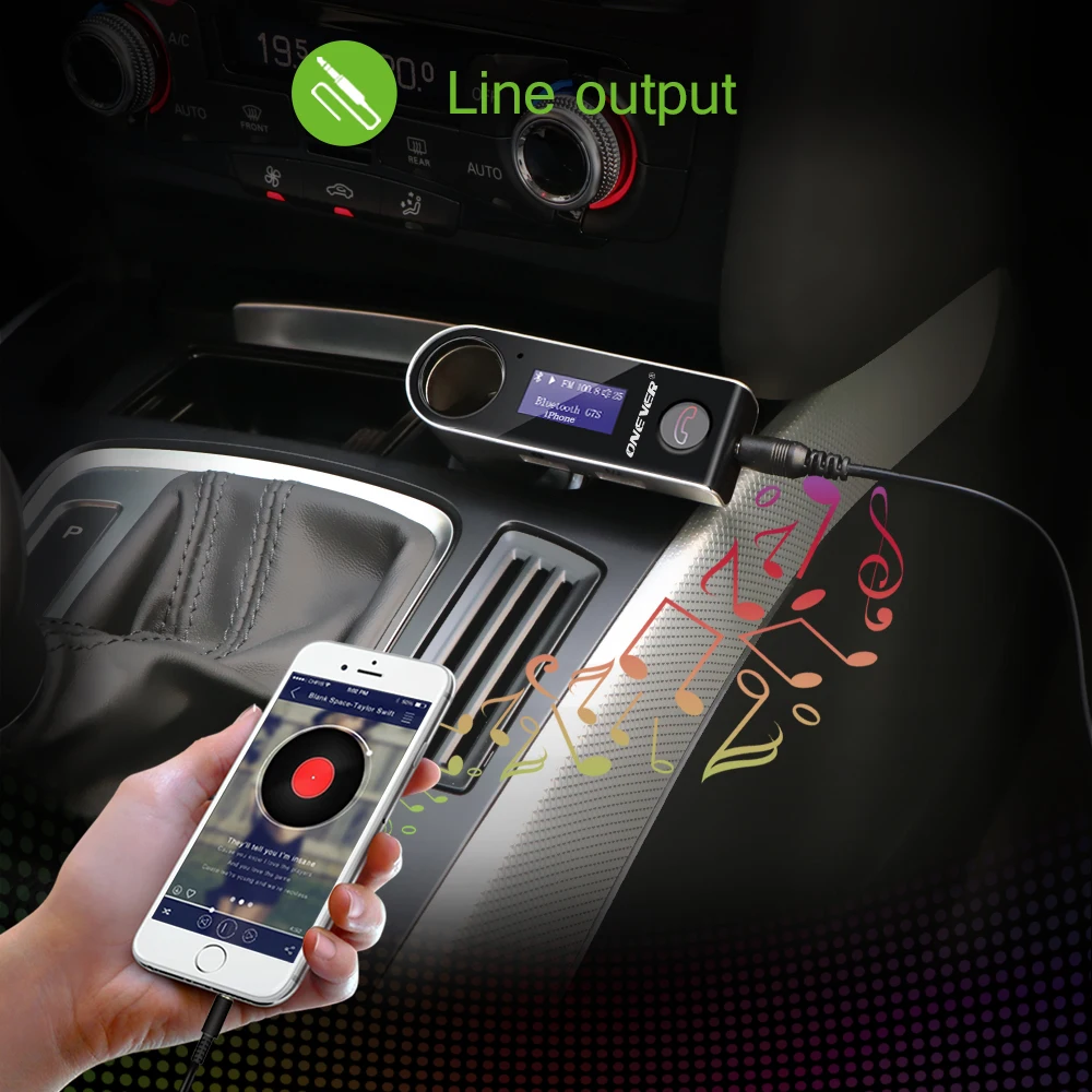 Bluetooth автомобильный набор, свободные руки, музыкальный плеер FM передатчик модулятор для автомобиля с двумя портами USB-Зарядное устройство гнездо для автомобильного прикуривателя DC 12 V/24 V