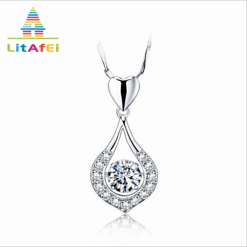 Капли воды ожерелье в виде сердца 2 цвета красный/прозрачный CZ Jewelry Мода стиль