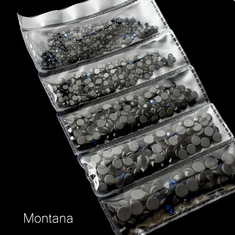 Montana Новая упаковка 1200 шт смешанные размеры Горячая фиксация Стразы Блестящий Кристалл SS6-SS30 для одежды DIY - Цвет: Montana