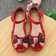 SL008Red Bekamille/детские сандалии для девочек; Летние повседневные кожаные туфли с бантом на плоской подошве; детская обувь с мягкой подошвой для девочек - Цвет: SL008Red