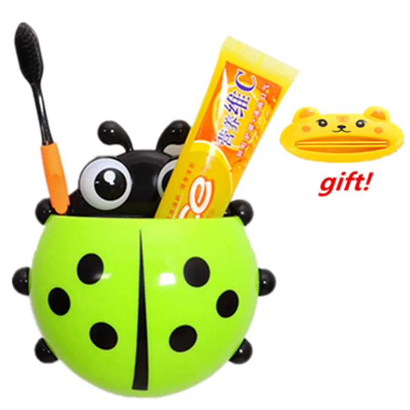 [Подарок] держатель для зубной щетки на присоске с милыми Божьими коровками и